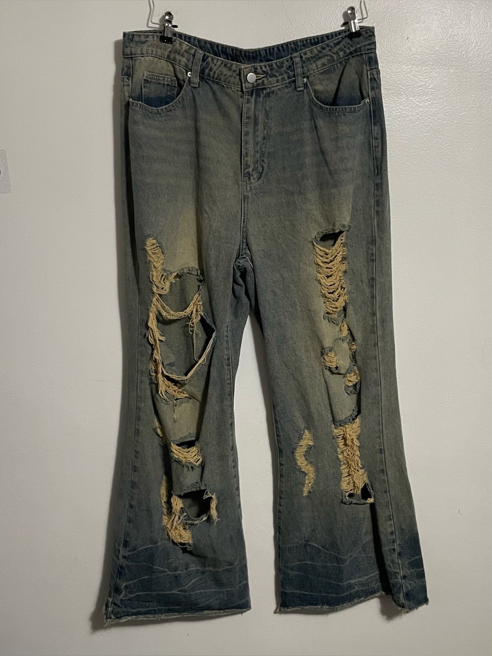 Streetwear Y2K Vintage Baggy Flared Distressed Ripped Jeans